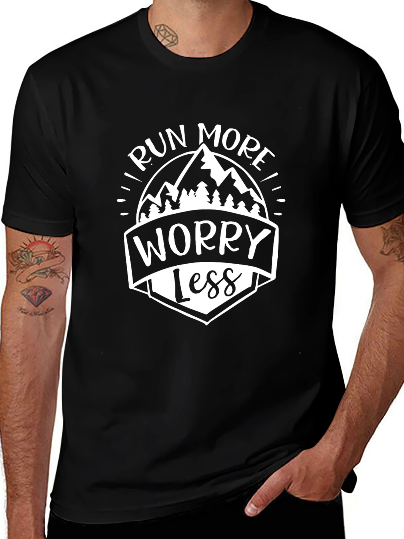 Run More Worry Less Graphic T-Shirt