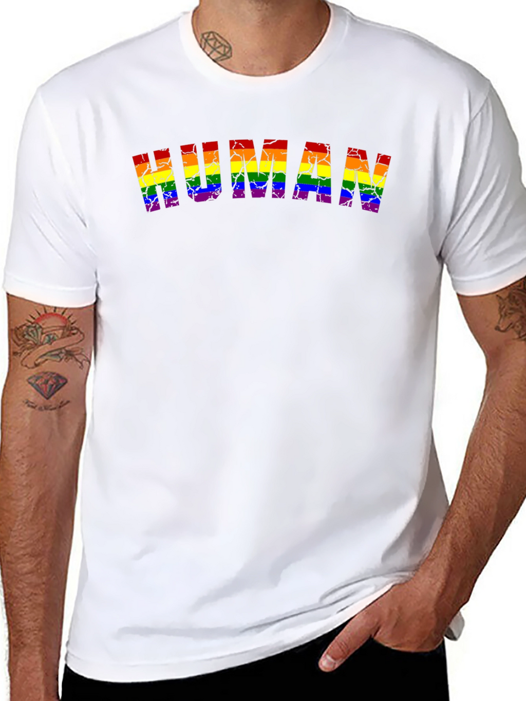 Rainbow Human Pride T-Shirt - Black