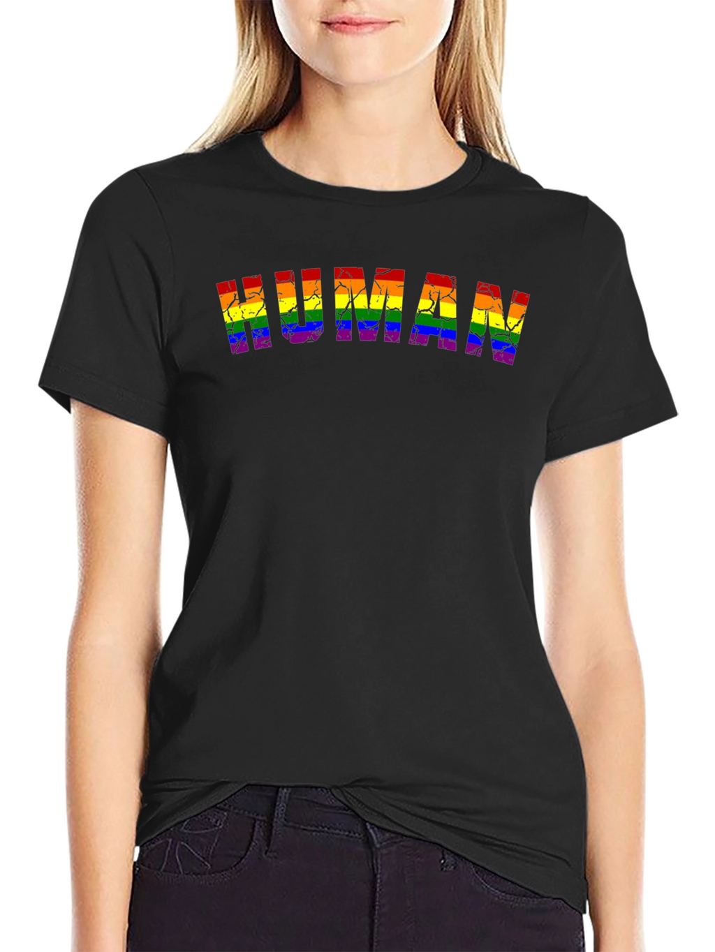 Rainbow Human Pride T-Shirt - Black