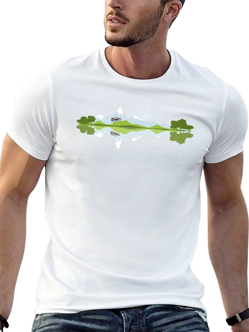 Mountain Reflection Graphic Black Tee