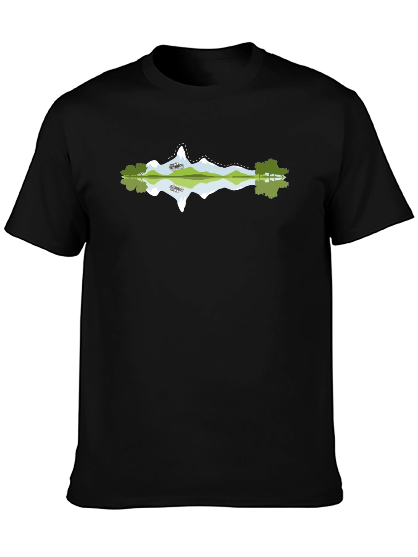 Mountain Reflection Graphic Black Tee