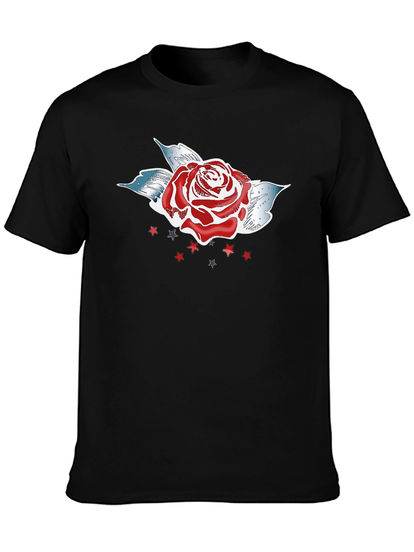 Rose Graphic T-Shirt - Mens Short Sleeve Crew Neck