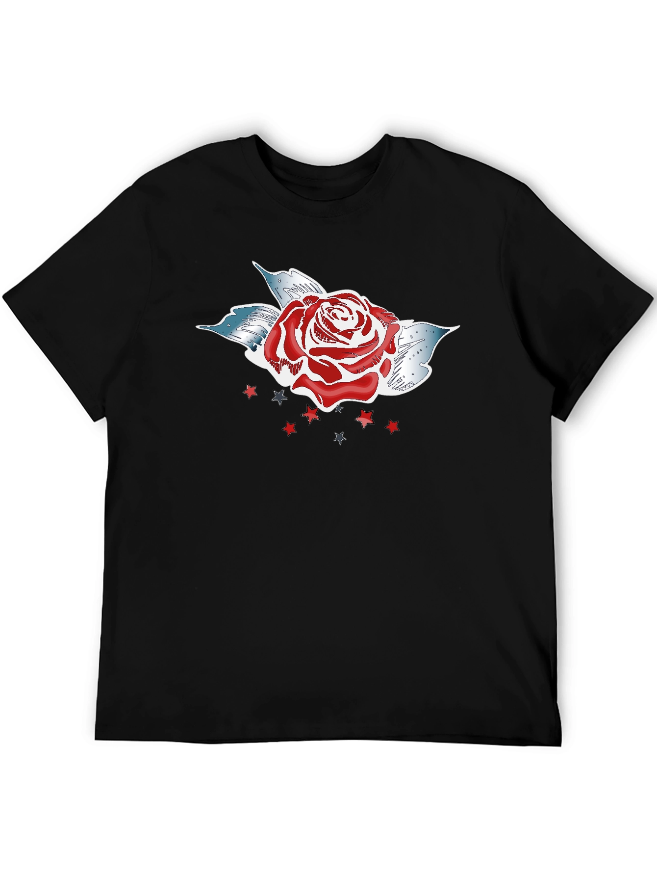 Rose Graphic T-Shirt - Mens Short Sleeve Crew Neck
