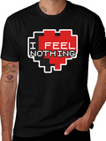 I Feel Nothing Pixel Heart T-Shirt - Black