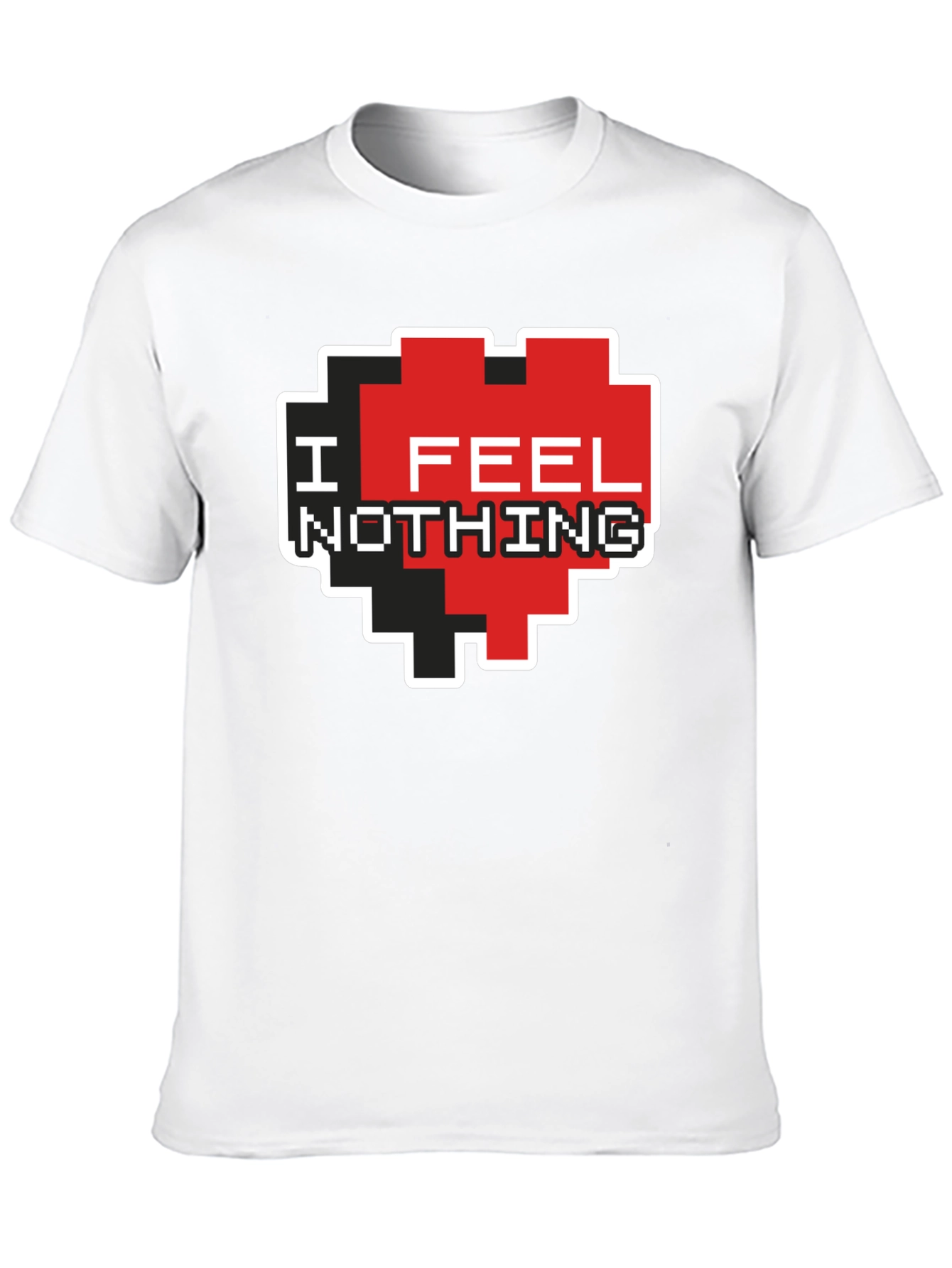 I Feel Nothing Pixel Heart T-Shirt - Black