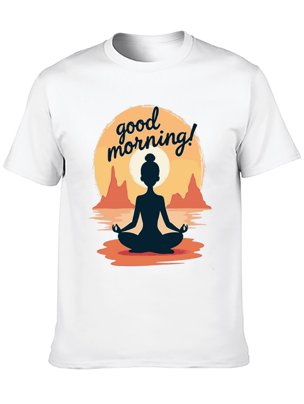 Good Morning Yoga T-Shirt - Meditating Sunrise Design