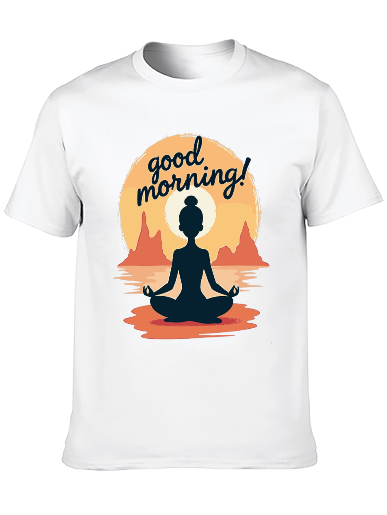 Good Morning Yoga T-Shirt - Meditating Sunrise Design