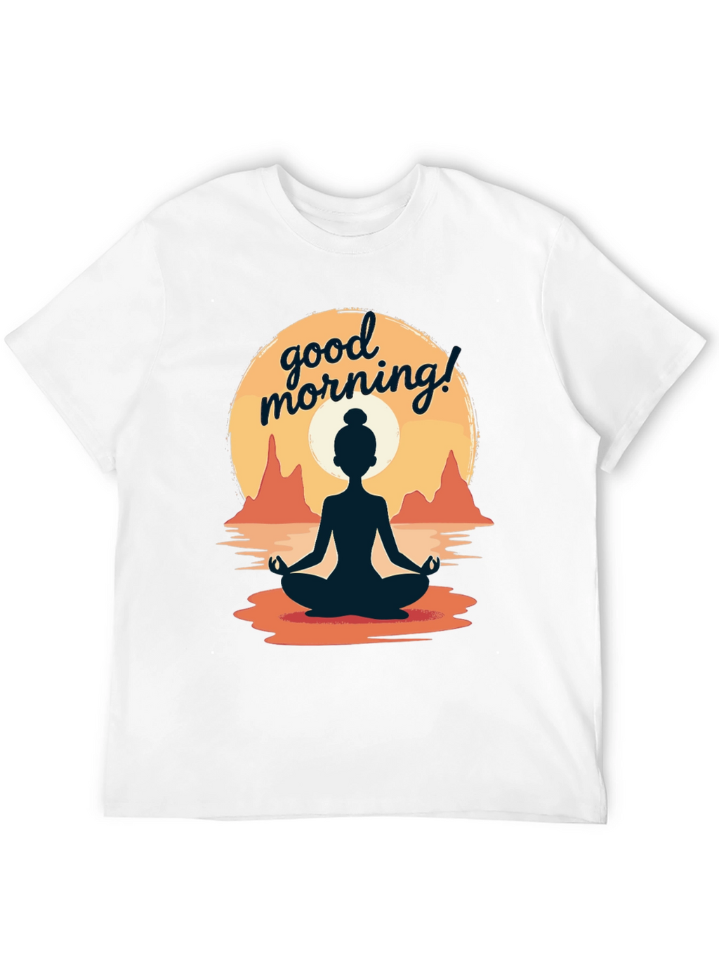 Good Morning Yoga T-Shirt - Meditating Sunrise Design