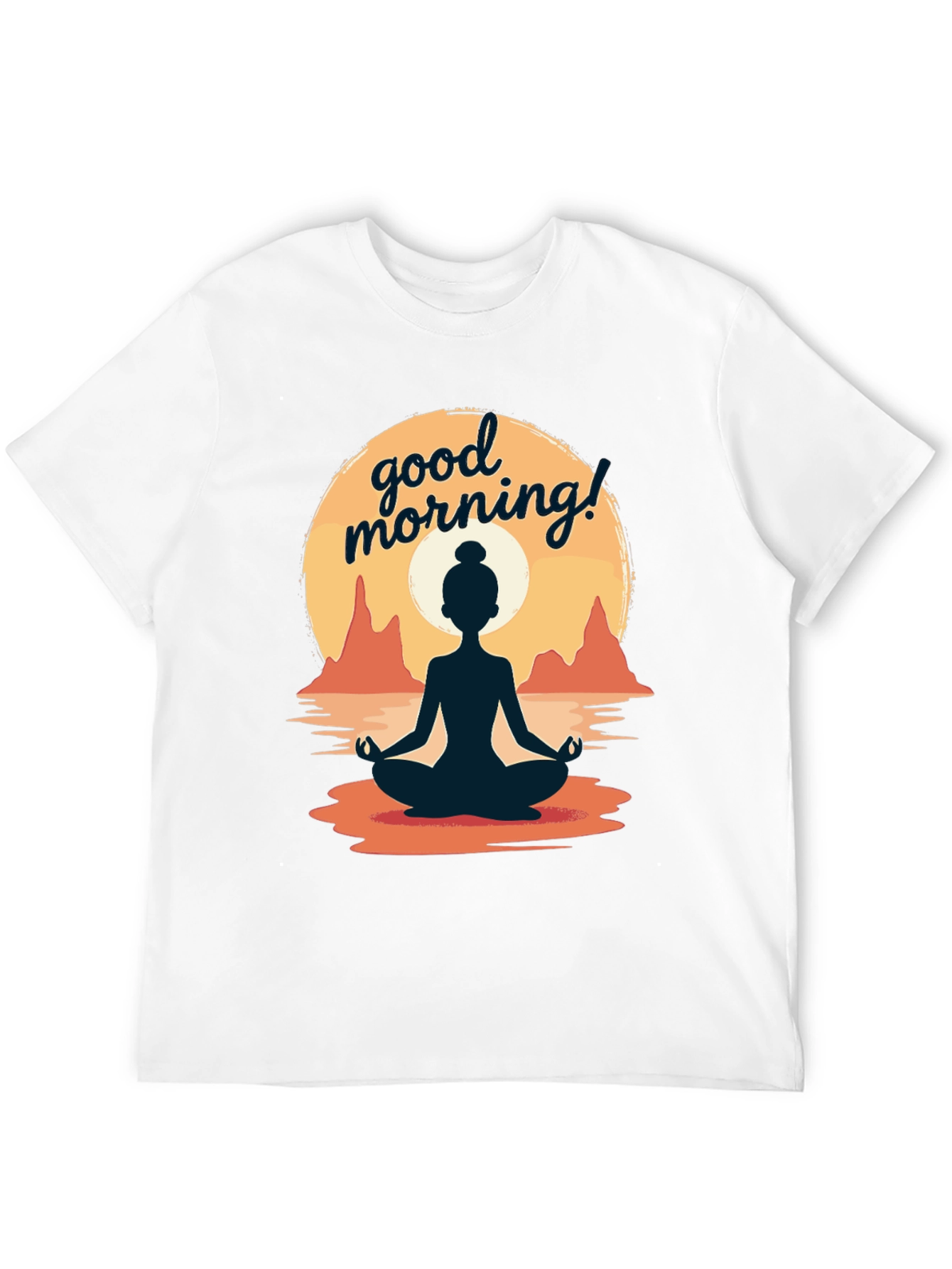 Good Morning Yoga T-Shirt - Meditating Sunrise Design