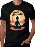 Good Morning Yoga T-Shirt - Meditating Sunrise Design