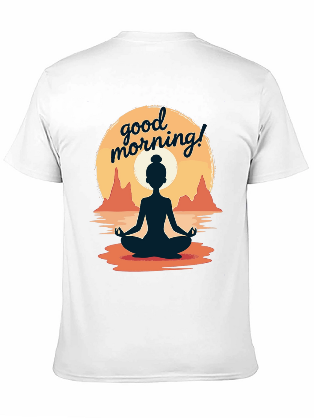 Good Morning Yoga T-Shirt - Meditating Sunrise Design