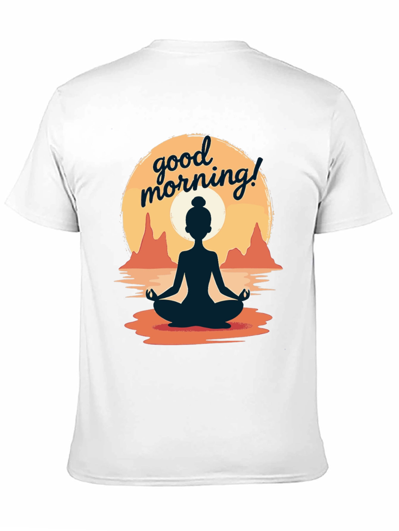 Good Morning Yoga T-Shirt - Meditating Sunrise Design