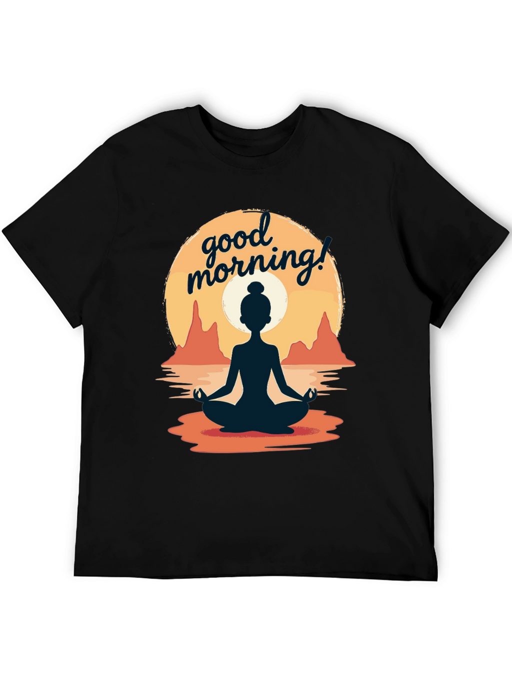 Good Morning Yoga T-Shirt - Meditating Sunrise Design