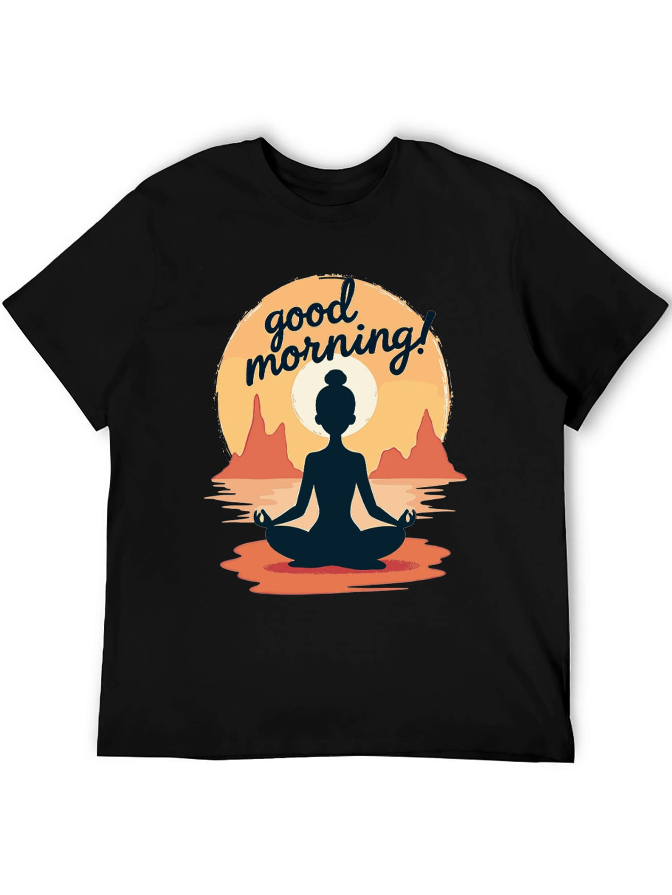 Good Morning Yoga T-Shirt - Meditating Sunrise Design