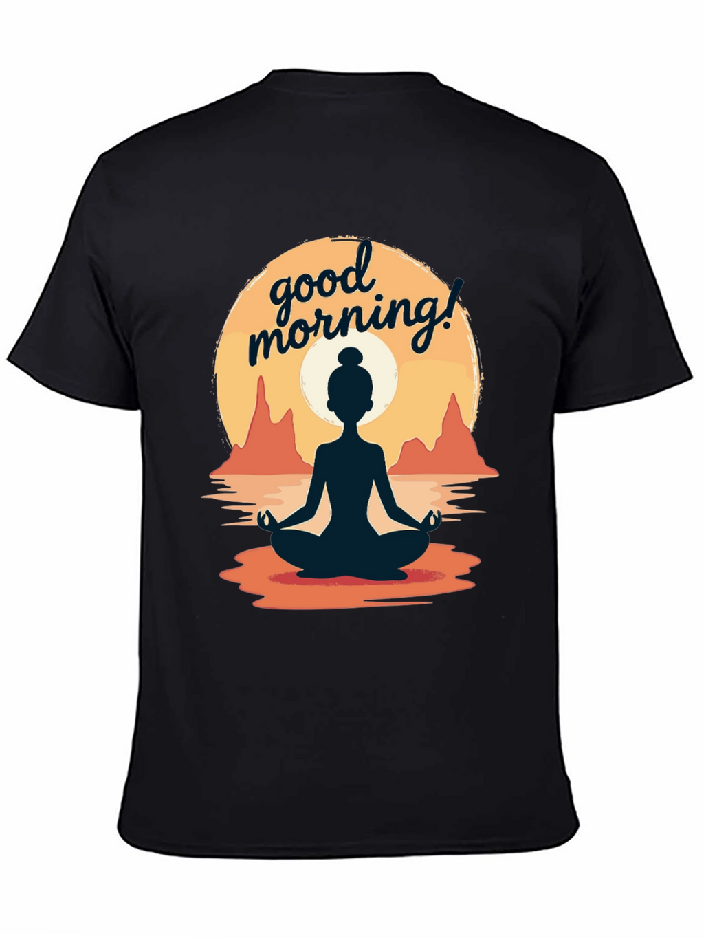 Good Morning Yoga T-Shirt - Meditating Sunrise Design