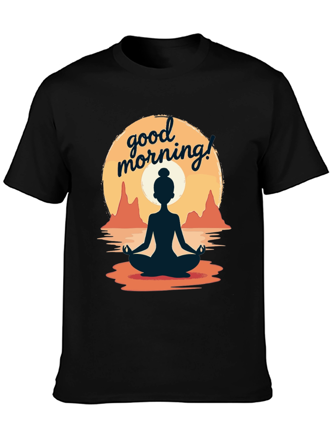 Good Morning Yoga T-Shirt - Meditating Sunrise Design