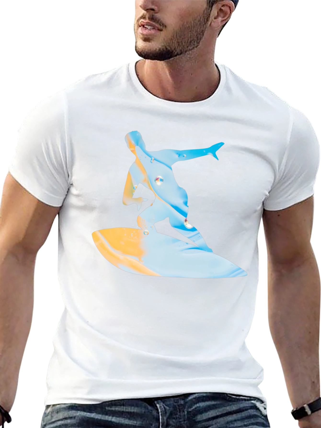 Surfing Graphic T-Shirt - Black Casual Tee