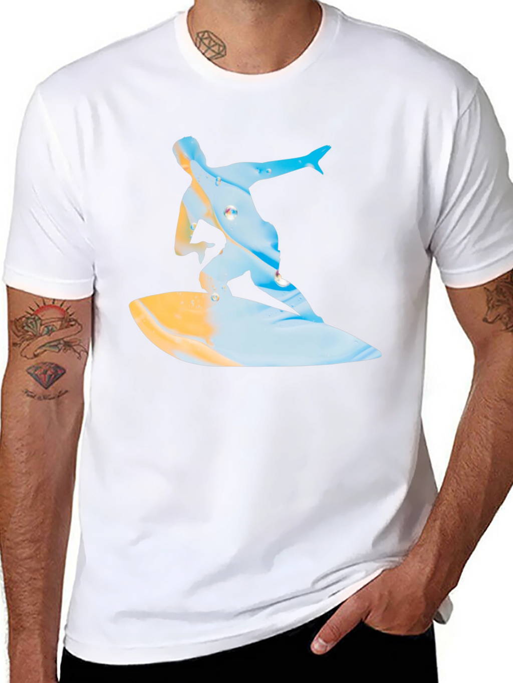 Surfing Graphic T-Shirt - Black Casual Tee