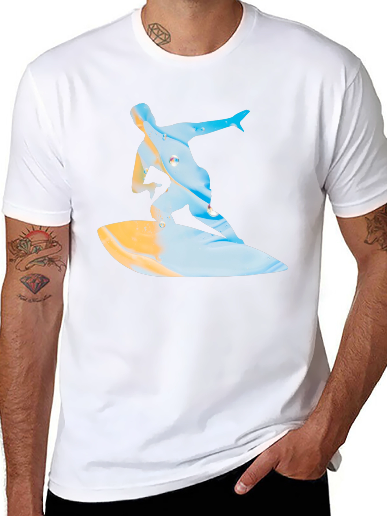 Surfing Graphic T-Shirt - Black Casual Tee