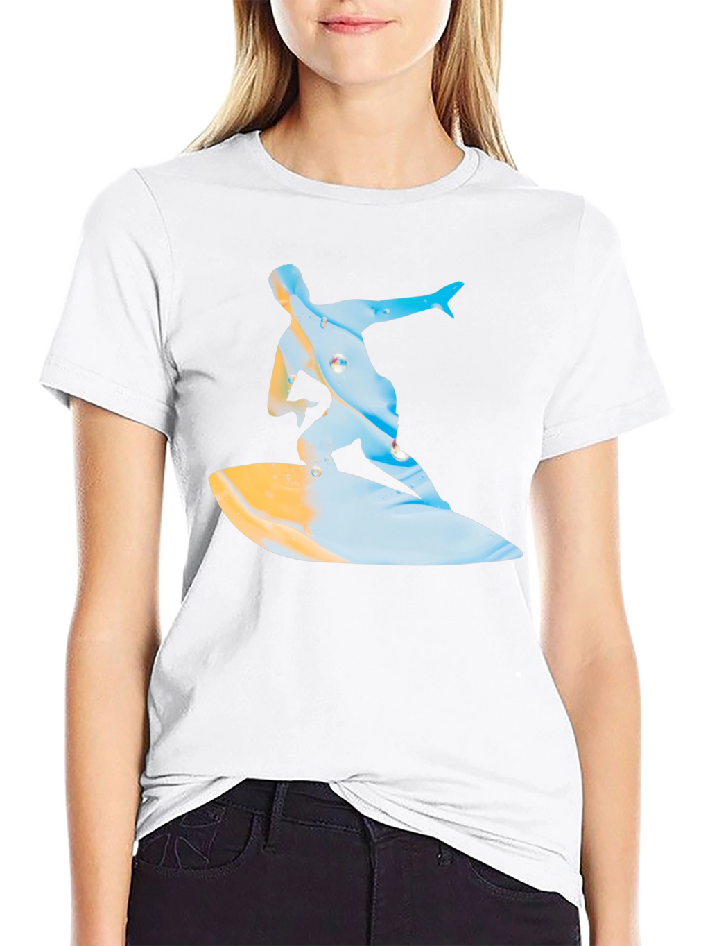 Surfing Graphic T-Shirt - Black Casual Tee