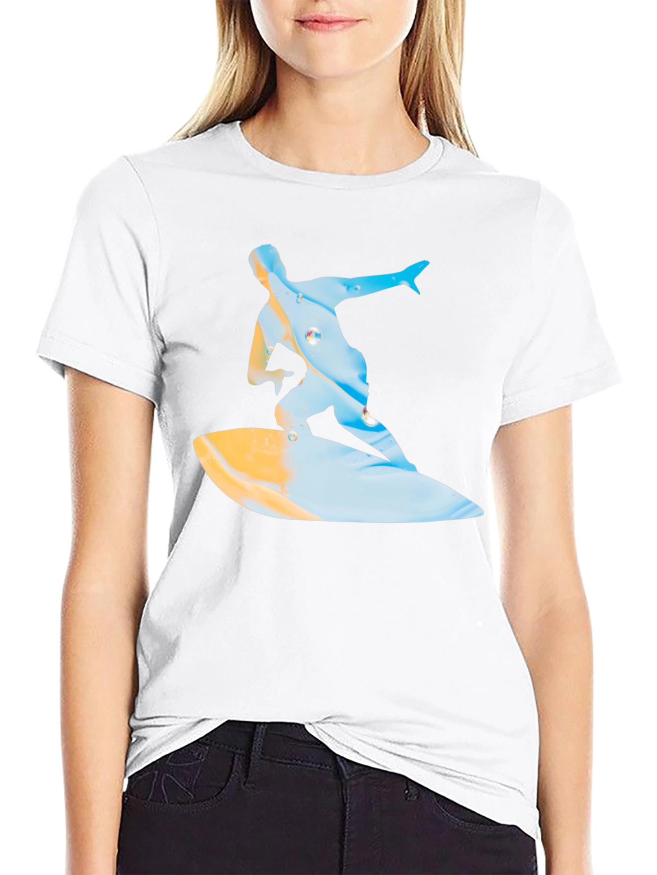 Surfing Graphic T-Shirt - Black Casual Tee