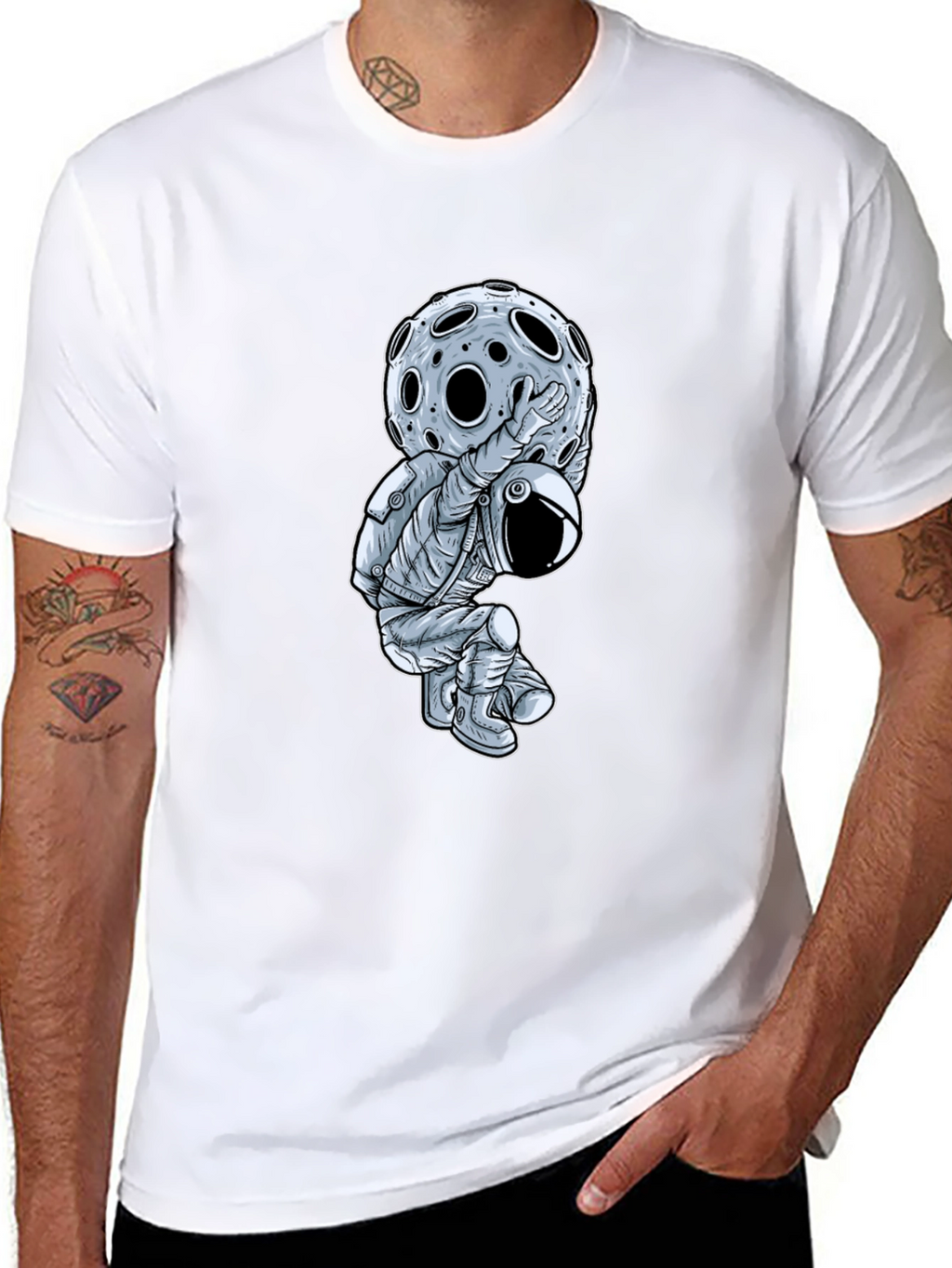 Astronaut Moon Lift Graphic T-Shirt
