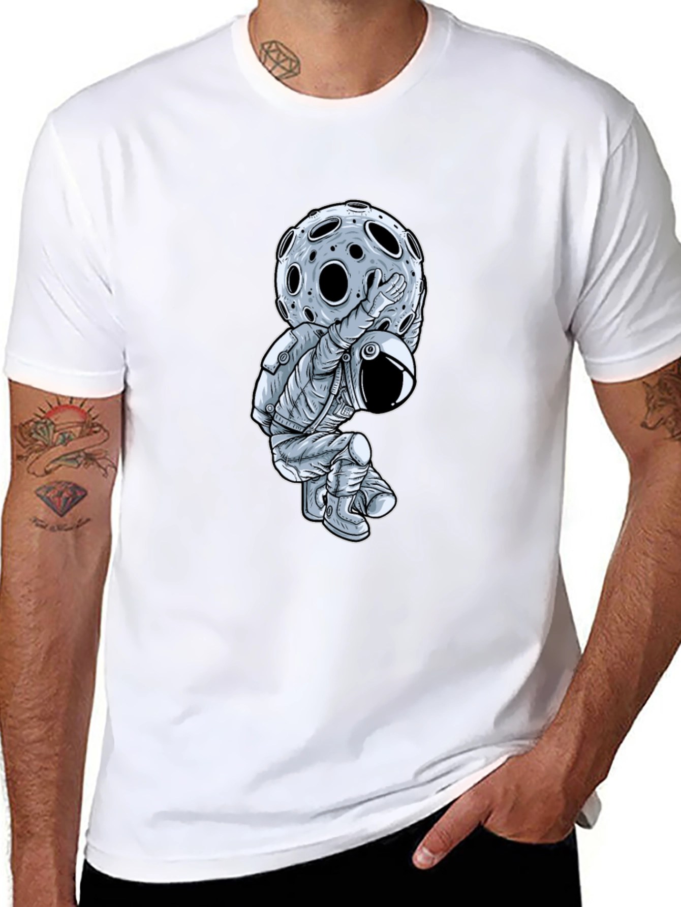 Astronaut Moon Lift Graphic T-Shirt