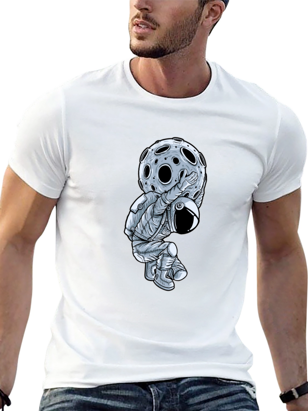 Astronaut Moon Lift Graphic T-Shirt