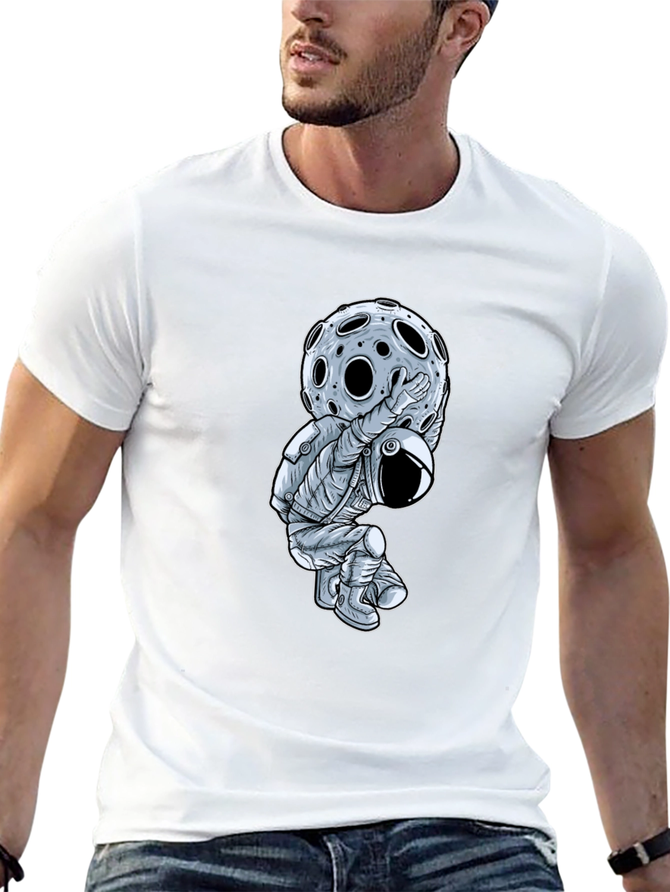 Astronaut Moon Lift Graphic T-Shirt