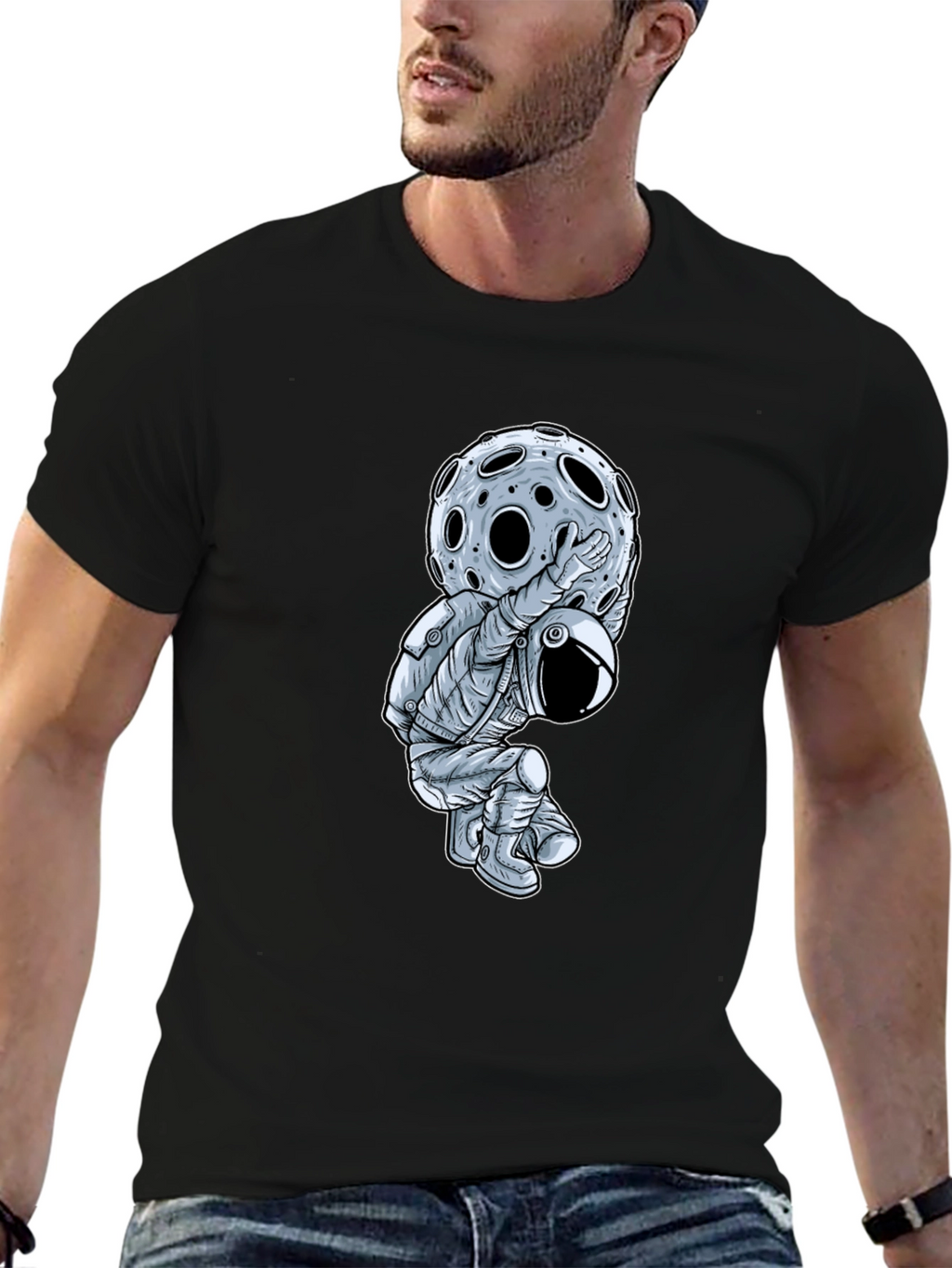 Astronaut Moon Lift Graphic T-Shirt