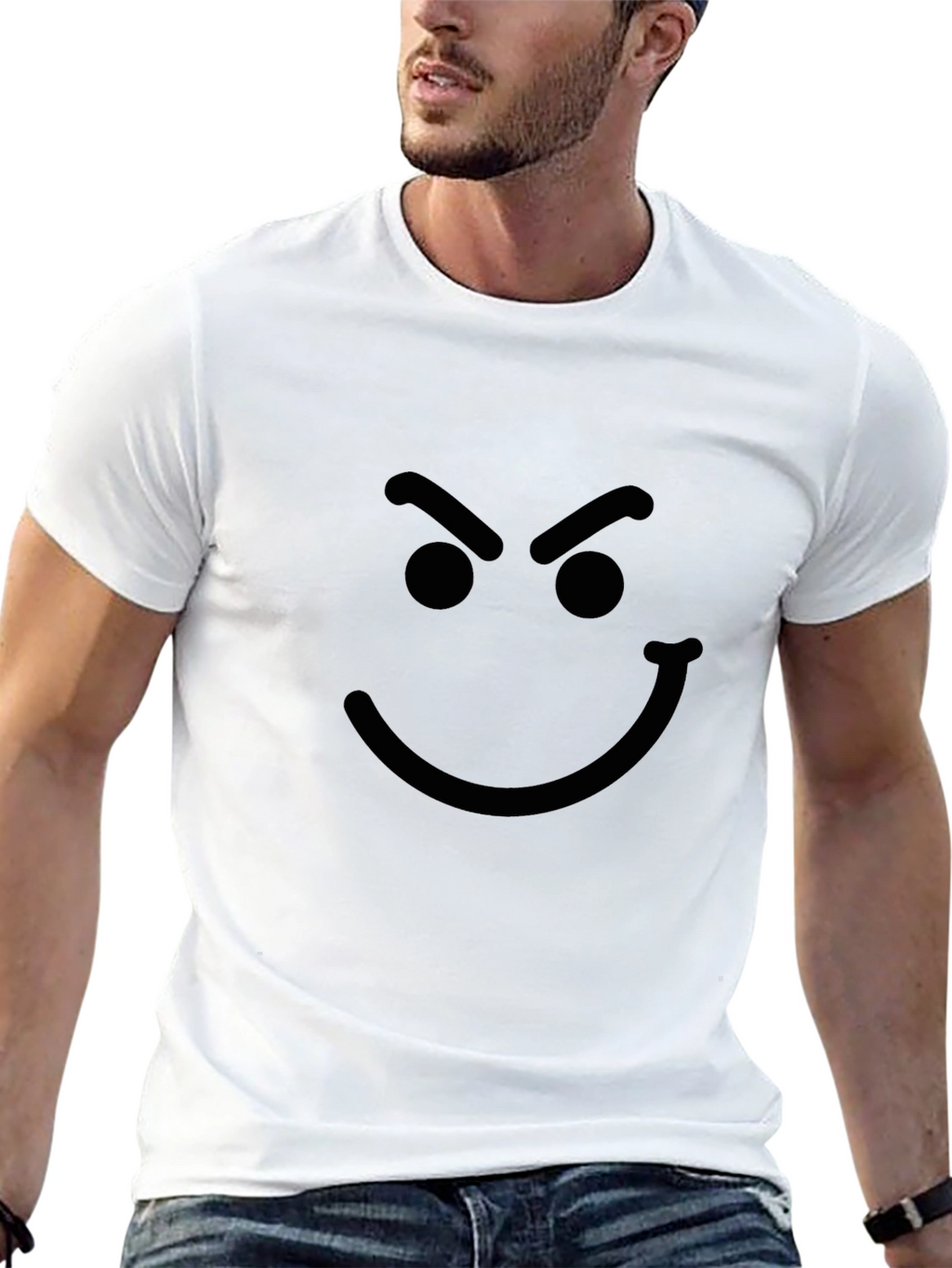 Smiley Graphic Print Mens Black T-Shirt