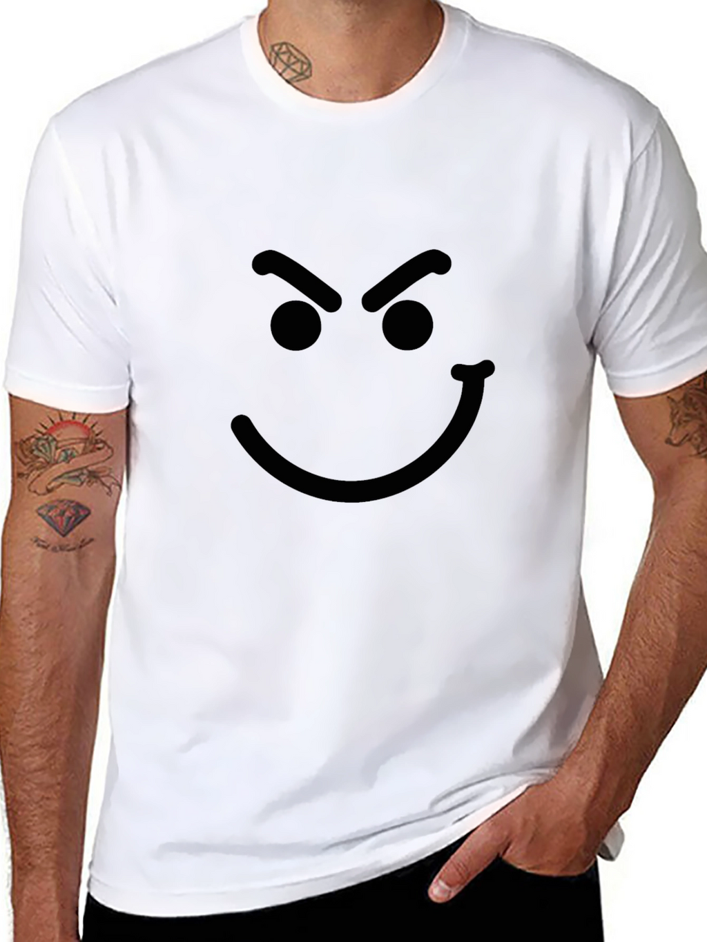 Smiley Graphic Print Mens Black T-Shirt