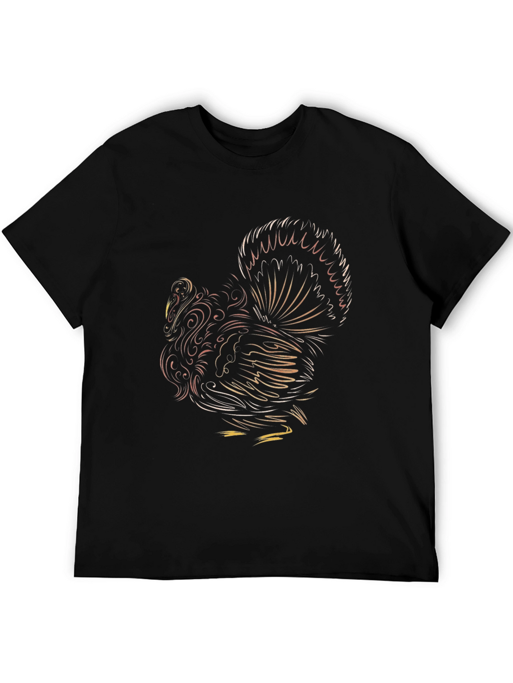 Stylized Rooster Graphic Tee - Black Cotton Comfort