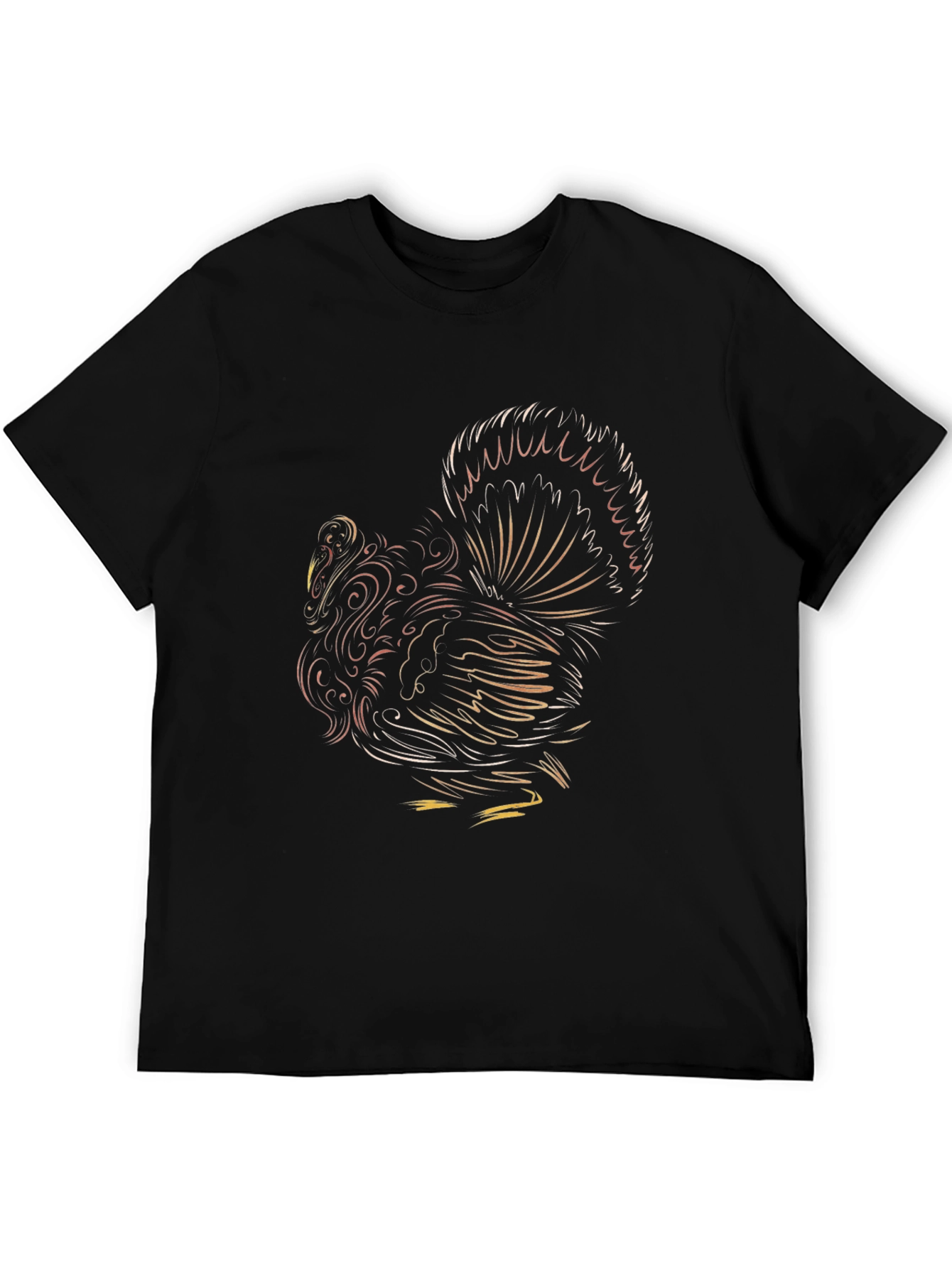 Stylized Rooster Graphic Tee - Black Cotton Comfort