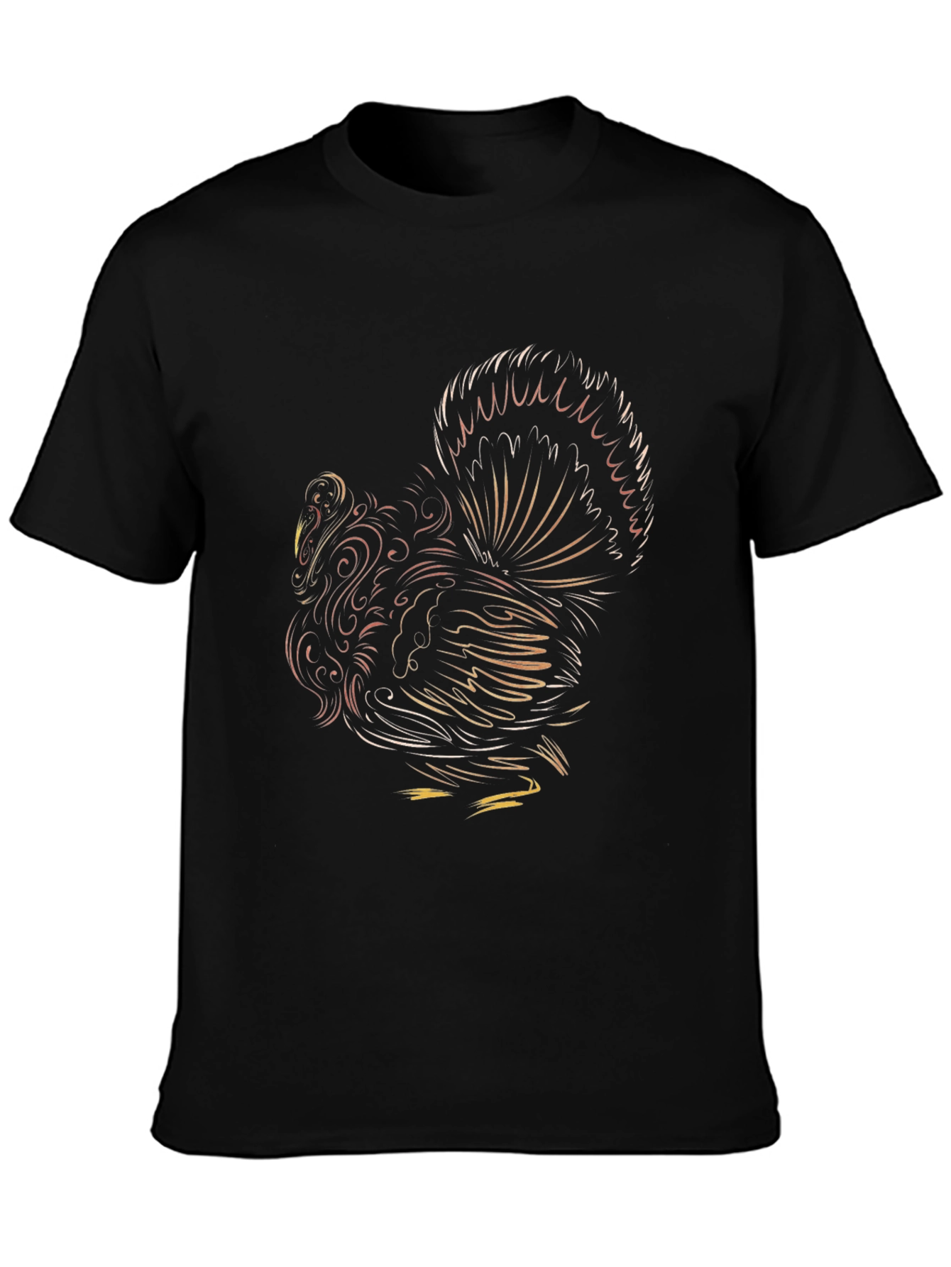 Stylized Rooster Graphic Tee - Black Cotton Comfort