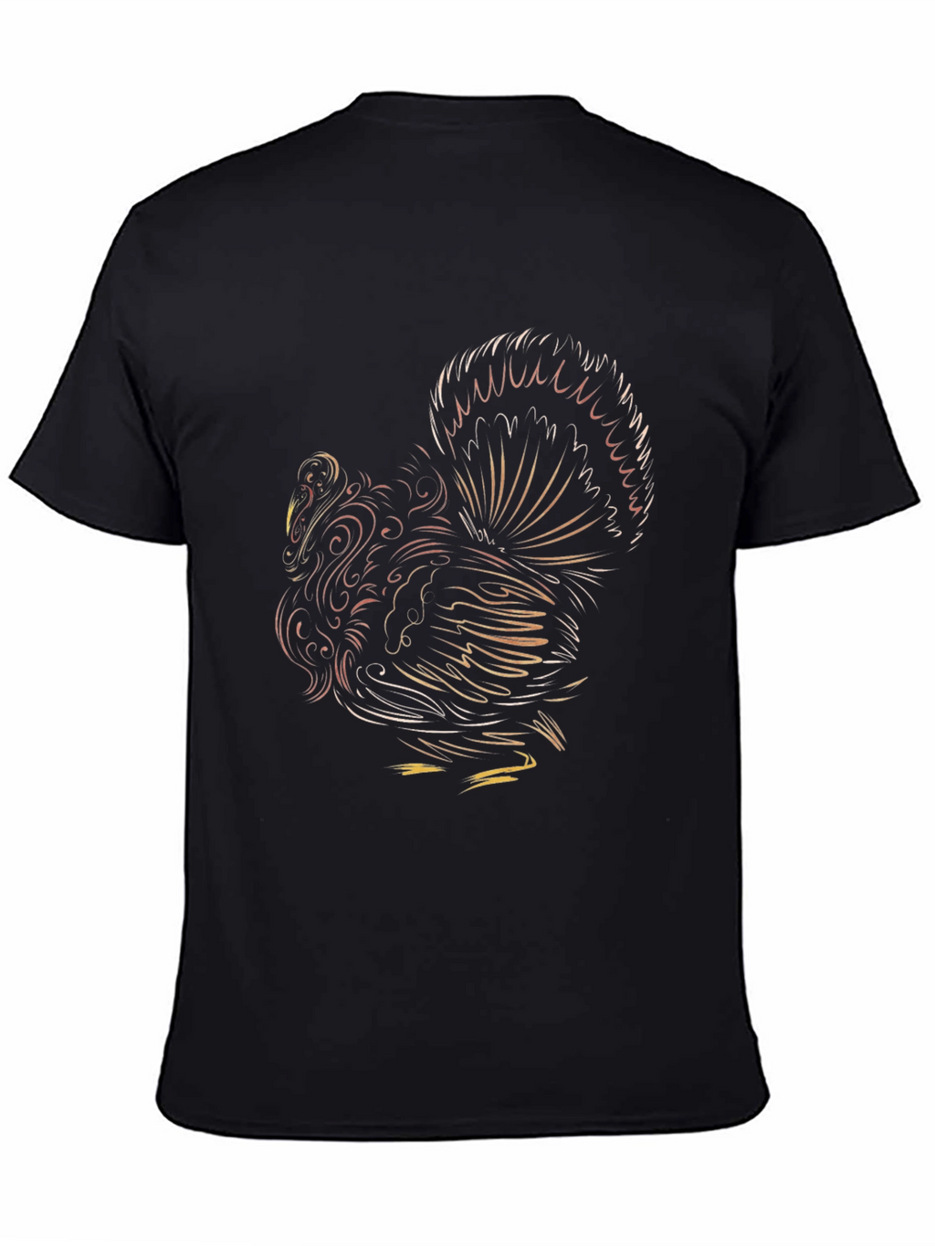 Stylized Rooster Graphic Tee - Black Cotton Comfort