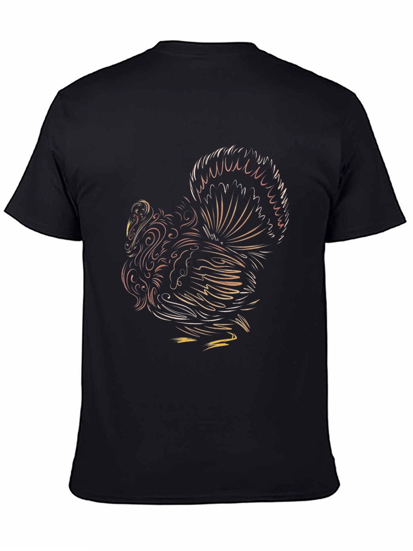 Stylized Rooster Graphic Tee - Black Cotton Comfort