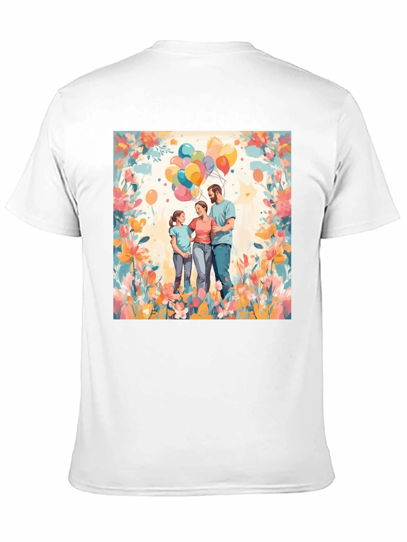 Family Balloon Art Black T-Shirt