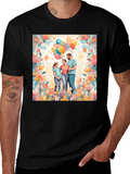 Family Balloon Art Black T-Shirt