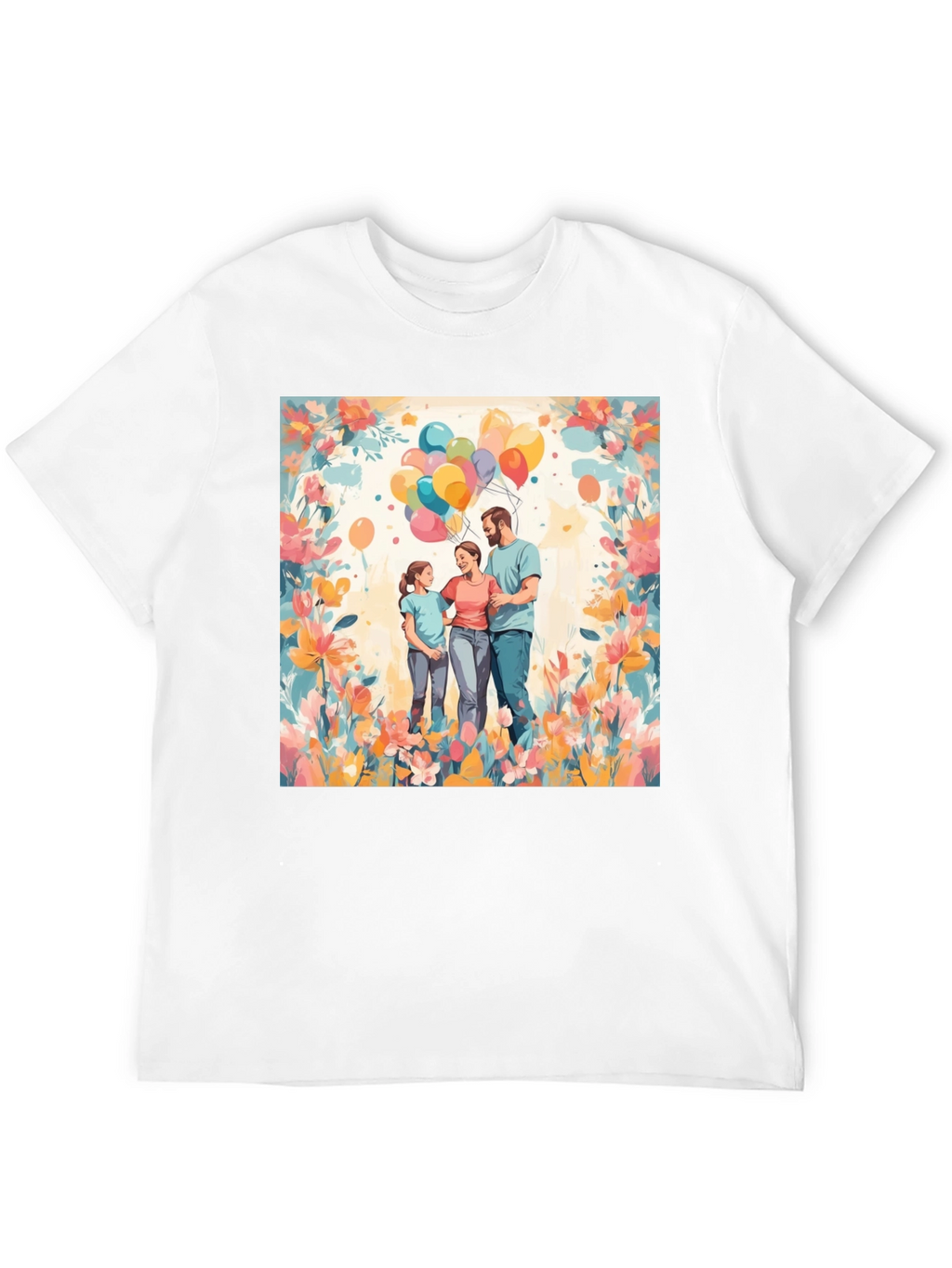 Family Balloon Art Black T-Shirt