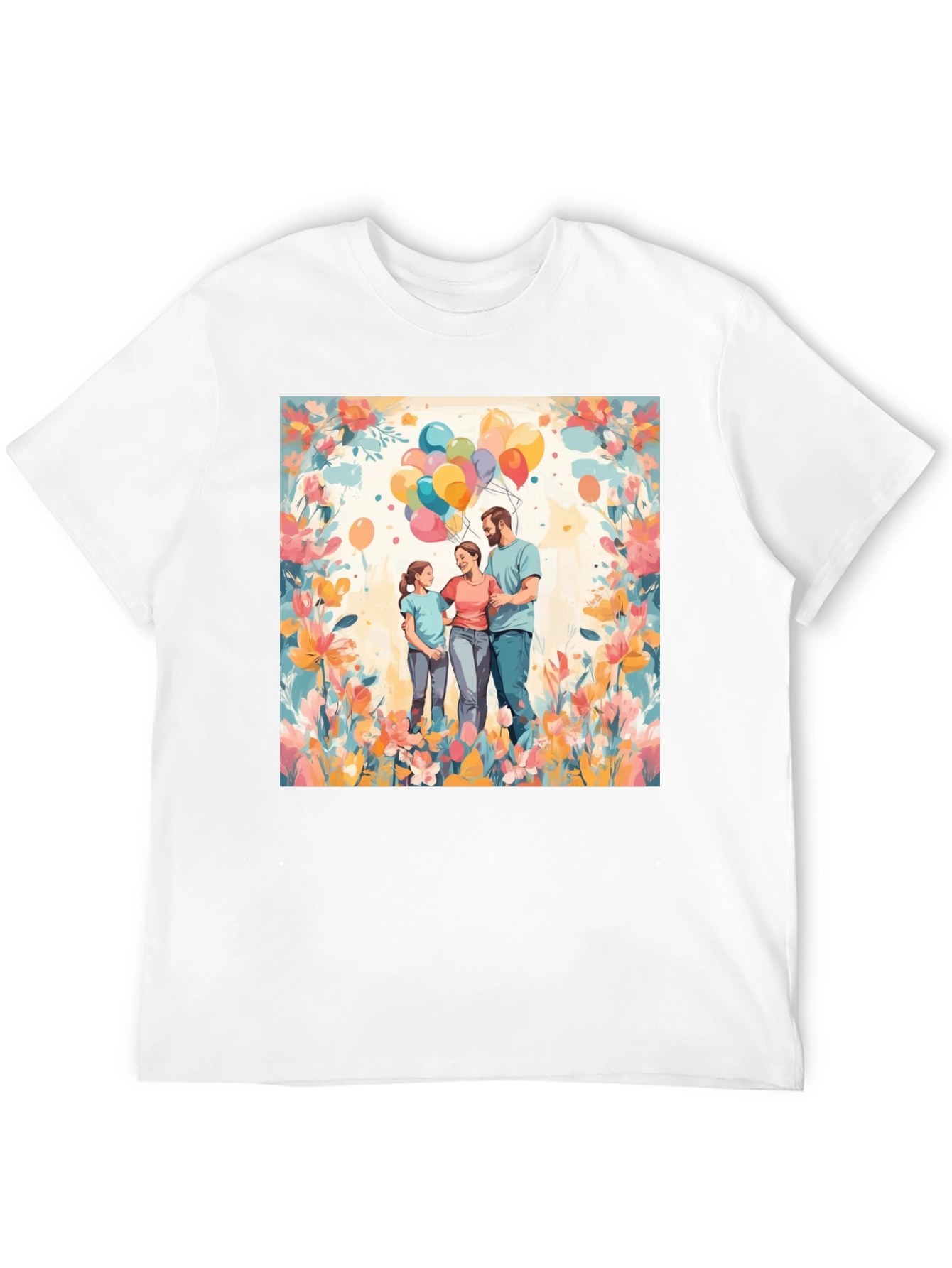 Family Balloon Art Black T-Shirt