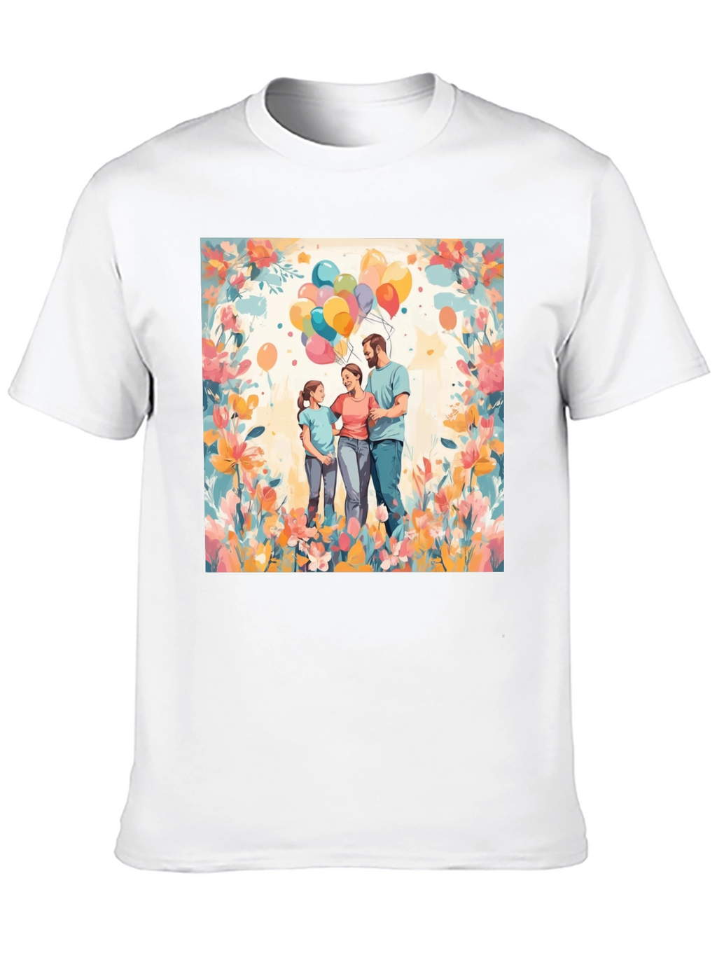 Family Balloon Art Black T-Shirt