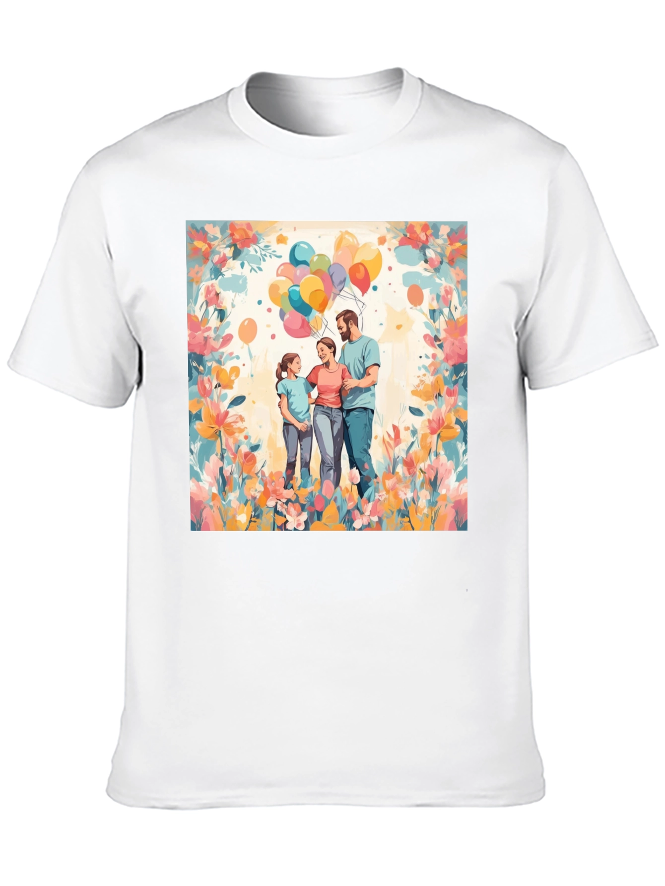 Family Balloon Art Black T-Shirt