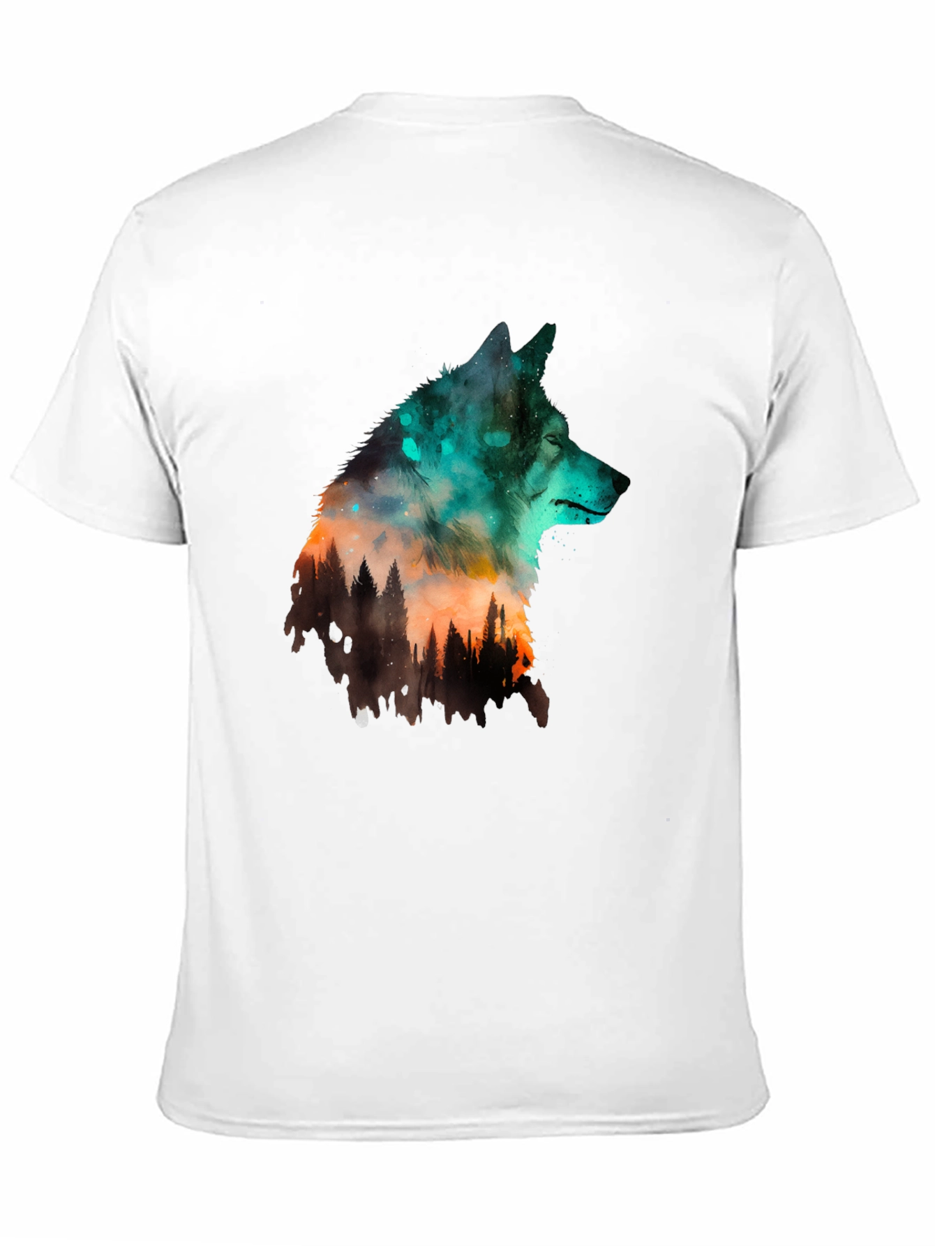 Wolf Forest Graphic Print Black T-Shirt