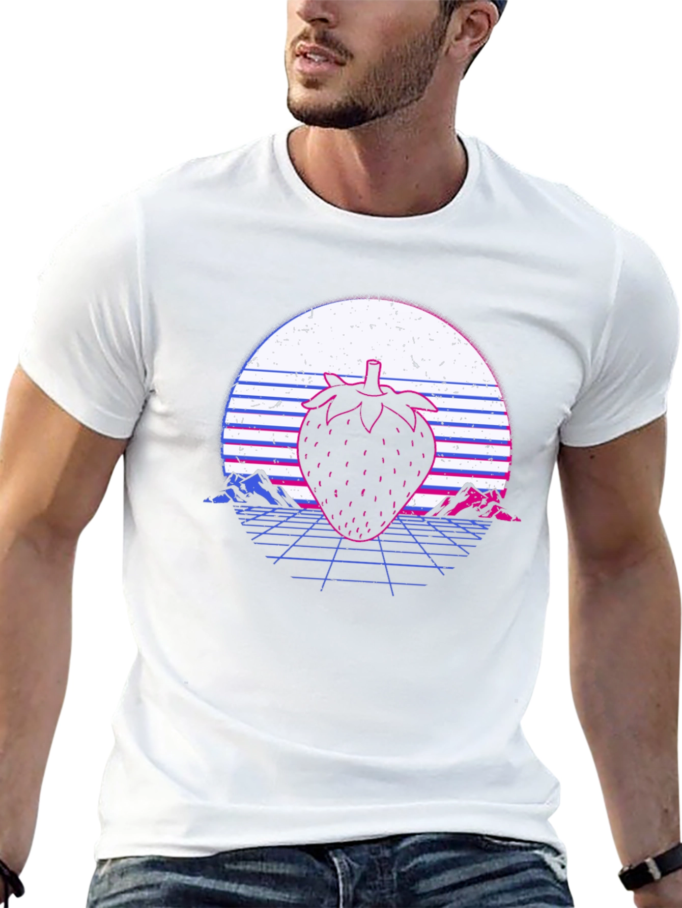 Retro Strawberry Graphic Tee - Synthwave T-Shirt