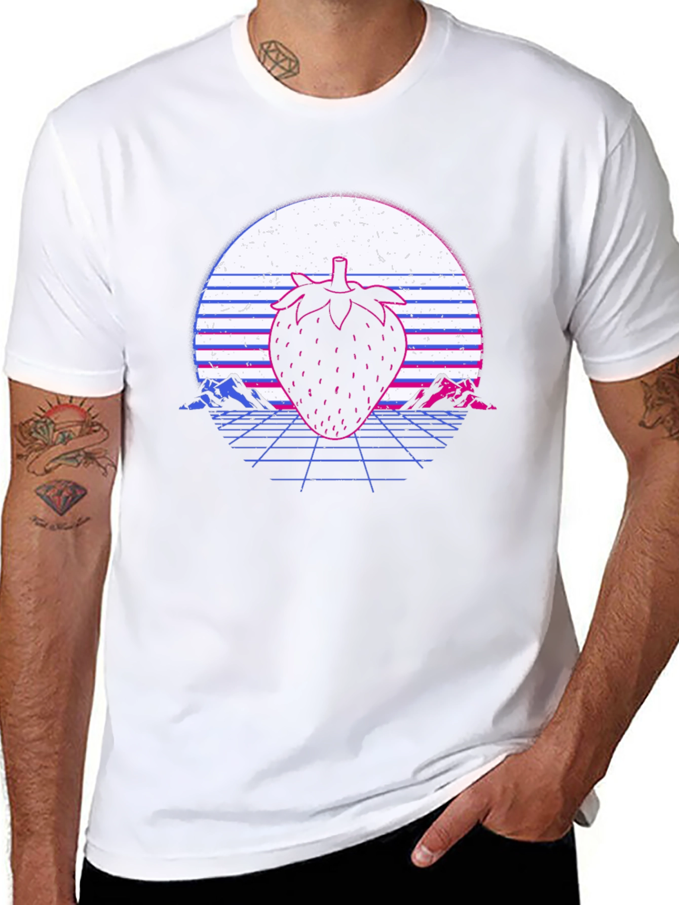 Retro Strawberry Graphic Tee - Synthwave T-Shirt