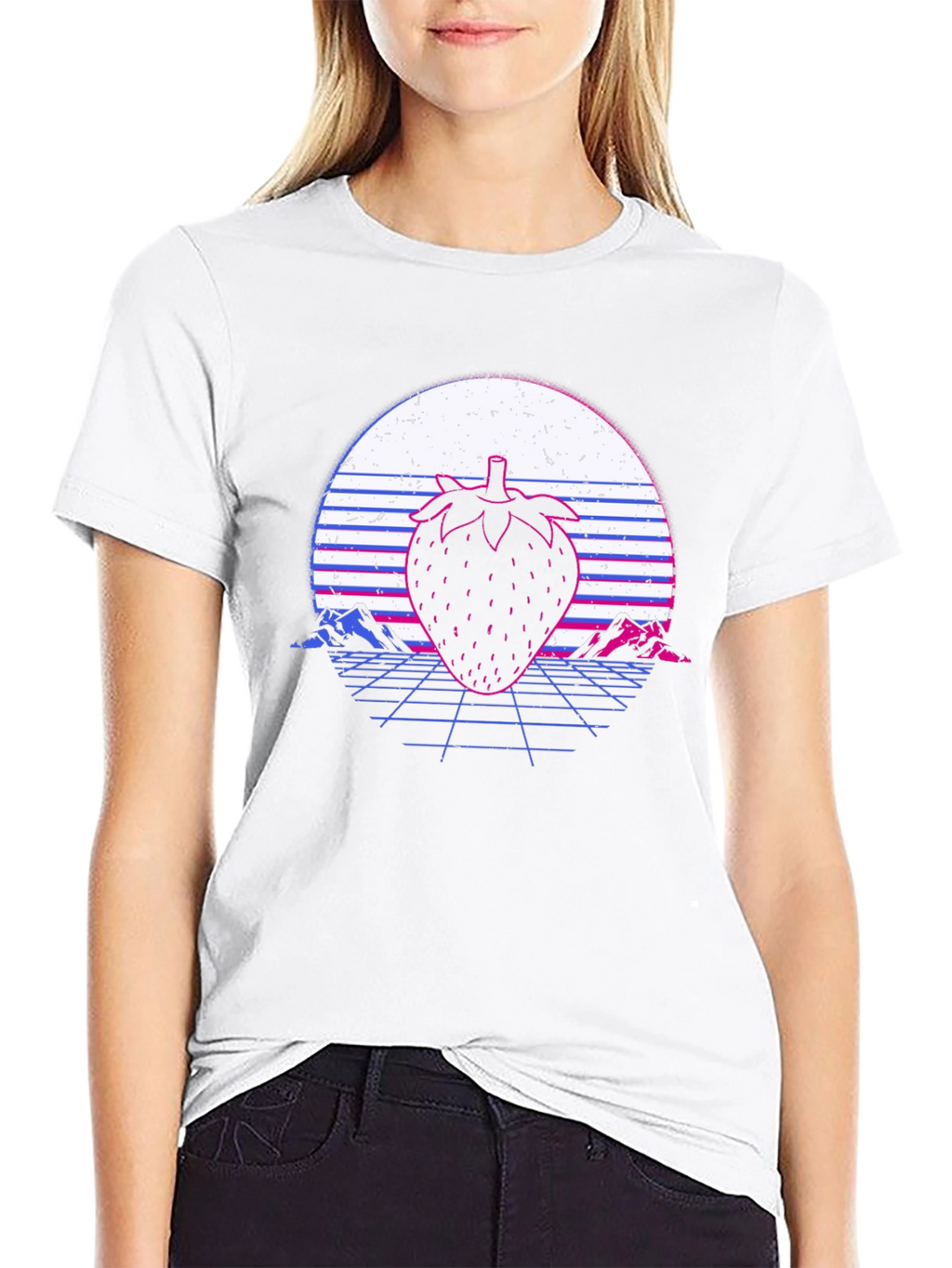 Retro Strawberry Graphic Tee - Synthwave T-Shirt