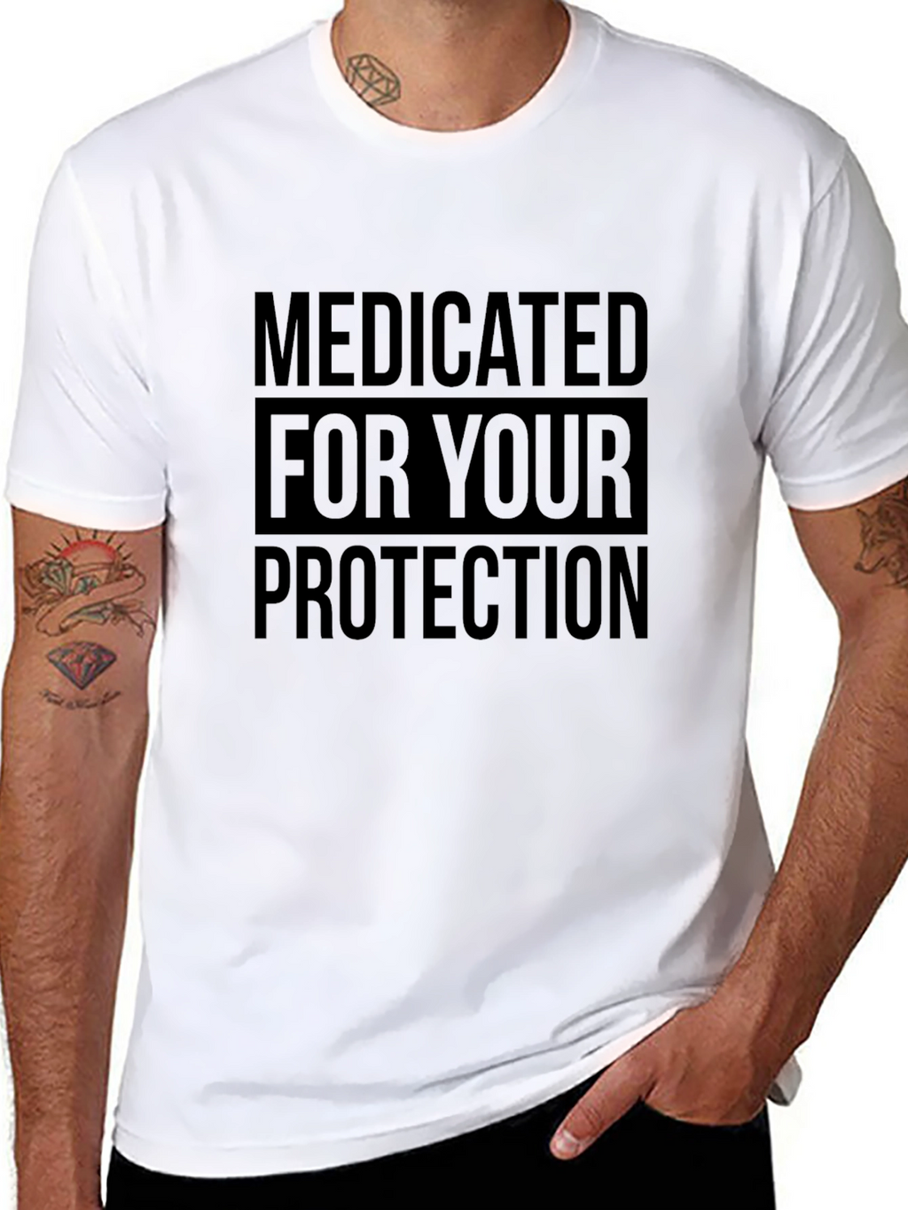 Medicated For Your Protection T-Shirt - Black