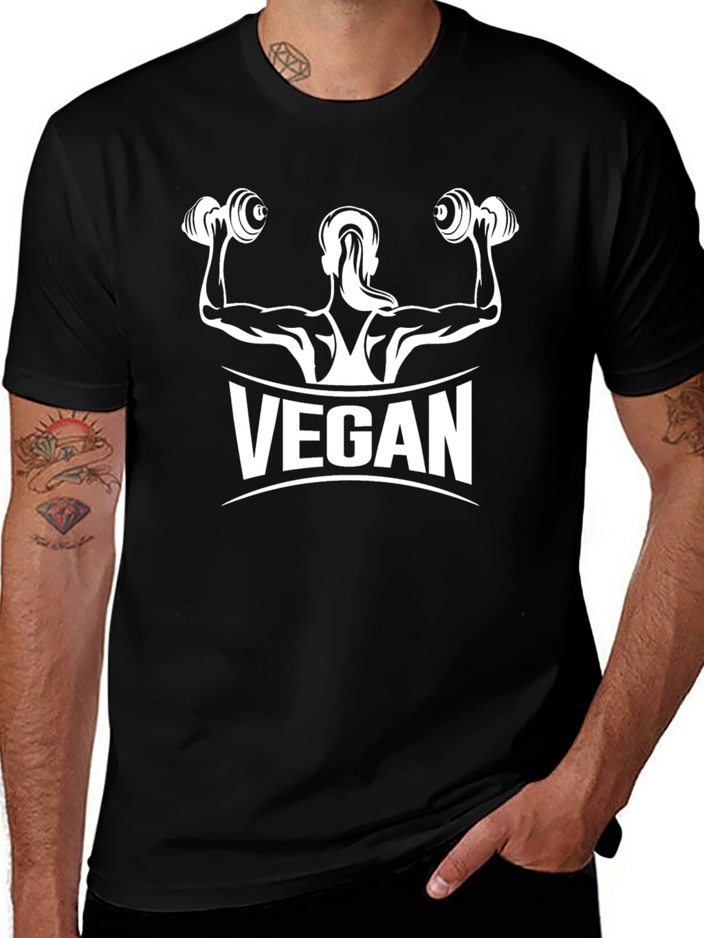 Vegan Muscle Tee - Black Cotton Fitness Shirt