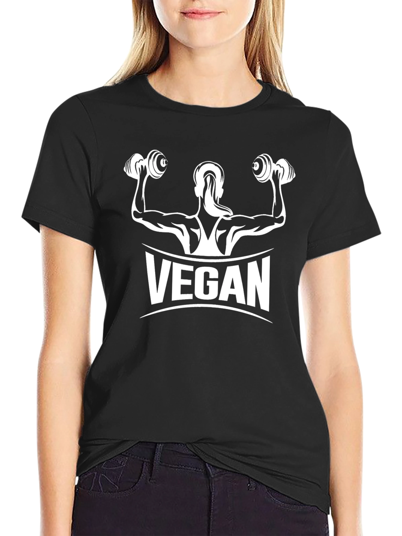 Vegan Muscle Tee - Black Cotton Fitness Shirt